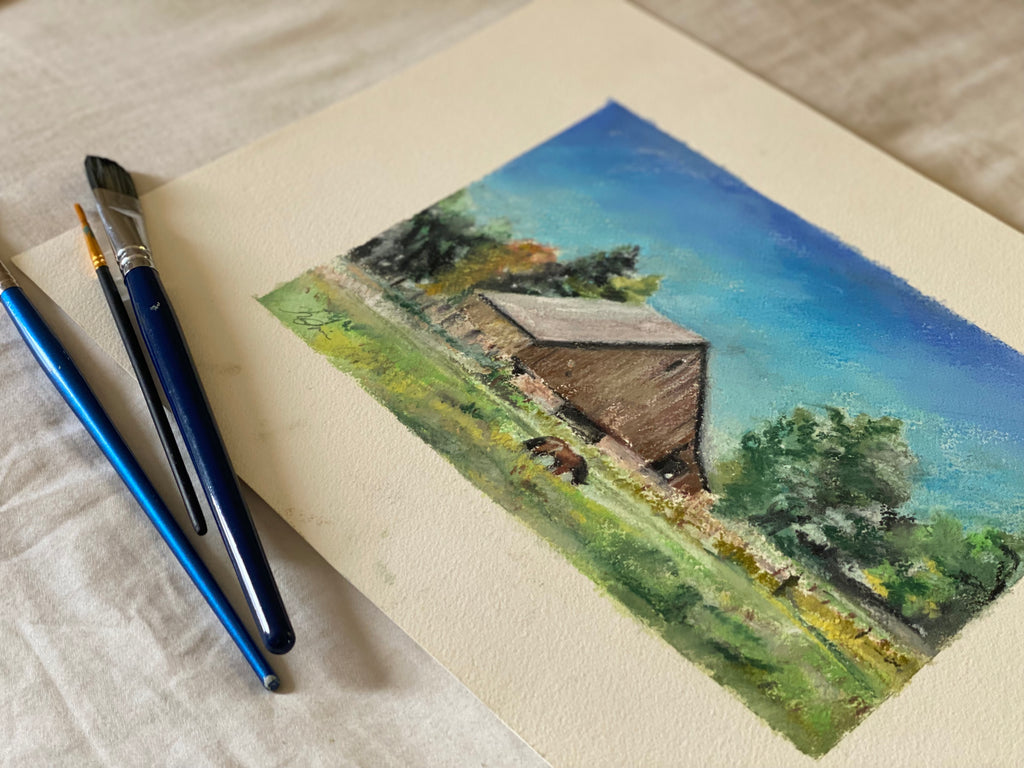 Farm With Grazing Horse