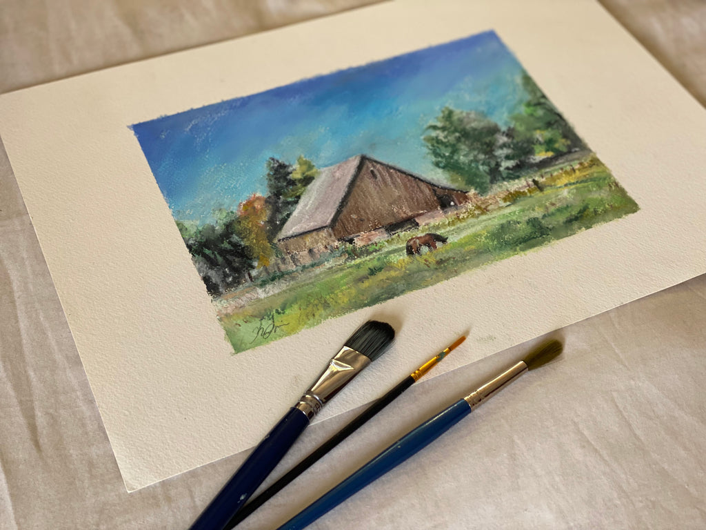 Farm With Grazing Horse